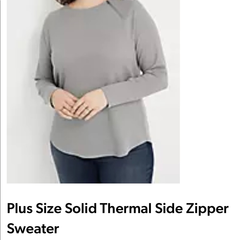 Maurices Plus Size Solid Thermal Side Zipper Swea… - image 1
